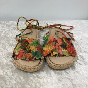 Mia lace up floral sandals size 6 womens Annalise flat wrap around shoes